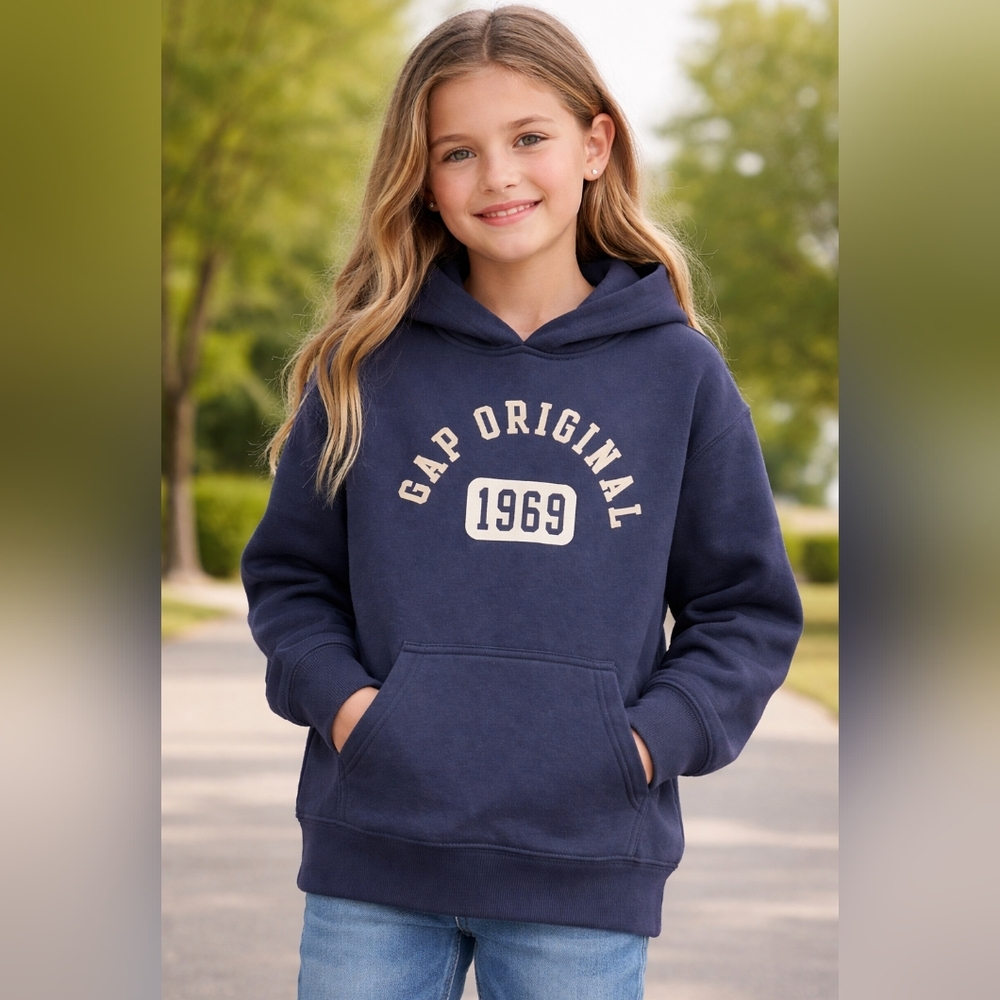 GAP Youth, Navy 'Gap Original 1969' Pullover Hoodie, Youth Size Large 14-16
